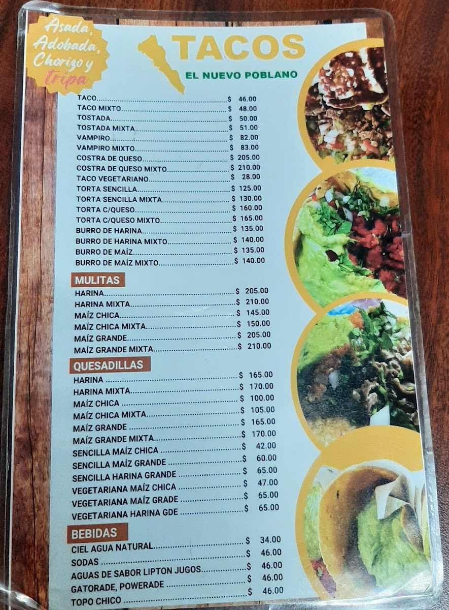 Menu Tacos El Nuevo Poblano-1