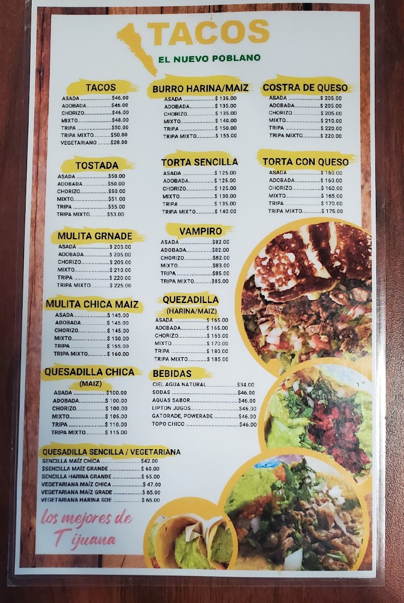 Menu Tacos El Nuevo Poblano-5